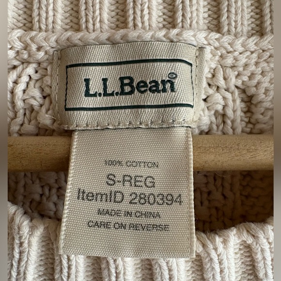 L.L. Bean Cotton Cable Knit Sweater | Coastal Spring Layer | Size Small - Picture 4 of 7
